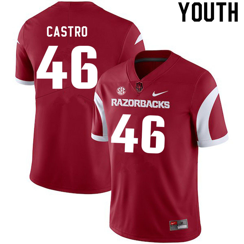 Youth #46 Francisco Castro Arkansas Razorbacks College Football Jerseys Sale-Cardinal